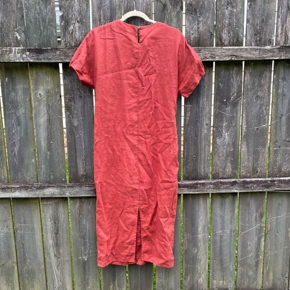 525 America Brick Red Linen Midi Dress | XS - Picture 3 of 3